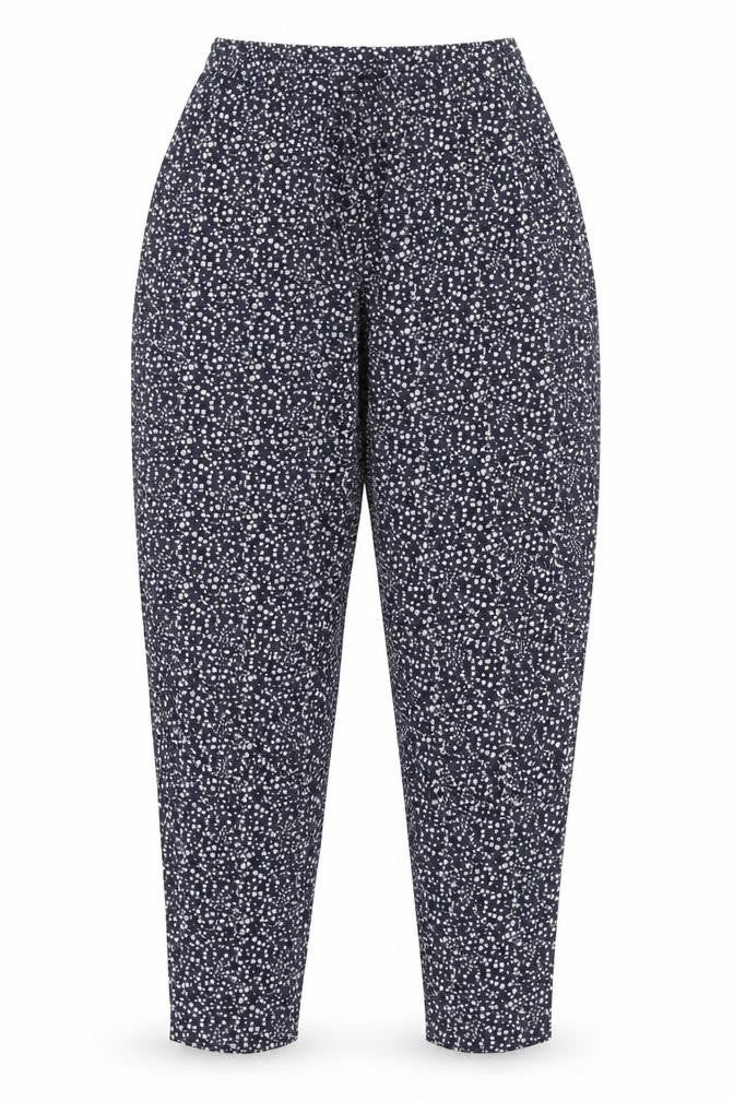 Preworn Womens Blue Geometric Viscose Bloomer Trousers Size S Regular Drawstring