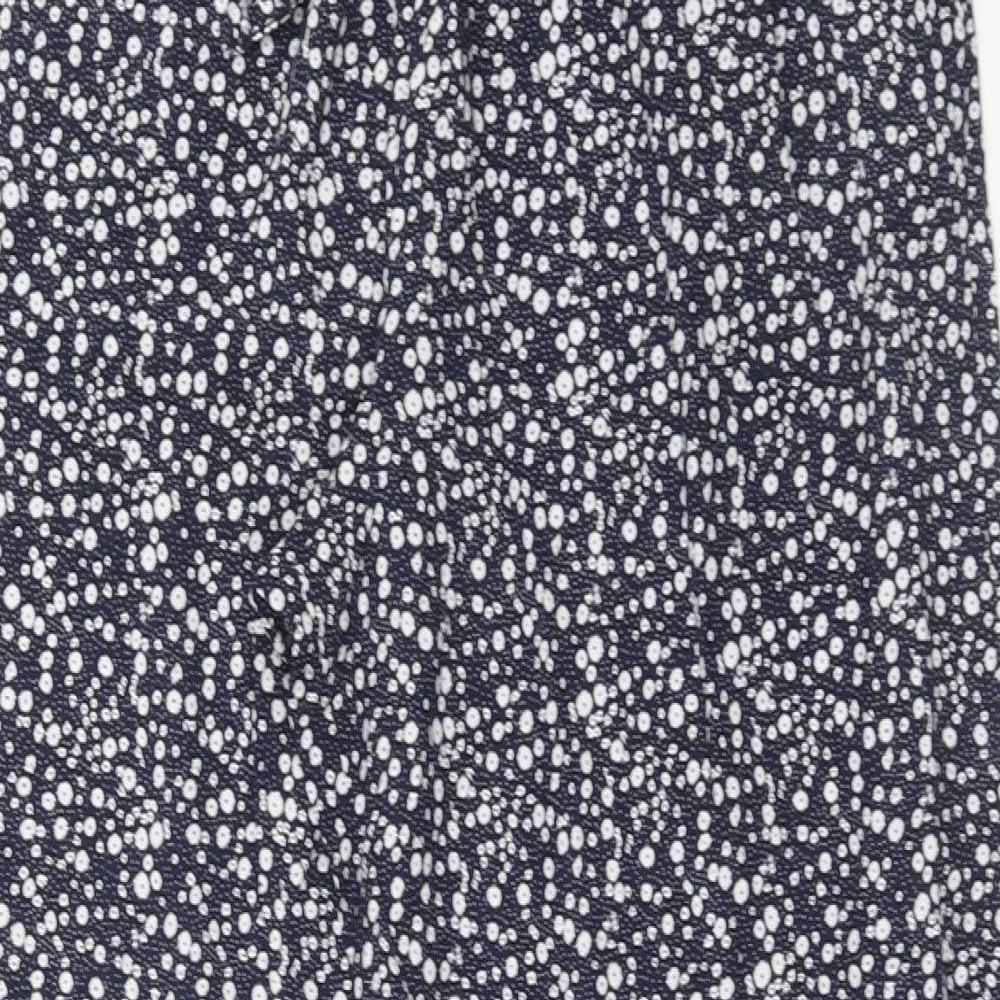 Preworn Womens Blue Geometric Viscose Bloomer Trousers Size S Regular Drawstring