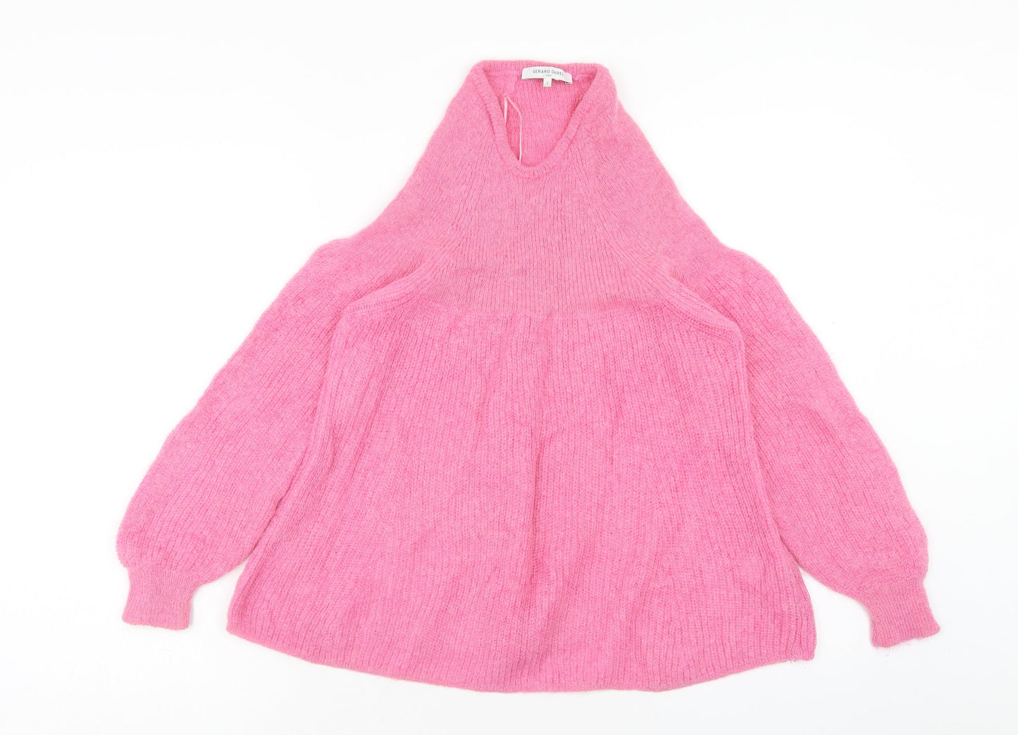 Gerard Darel Womens Pink High Neck Polyamide Pullover Jumper Size S