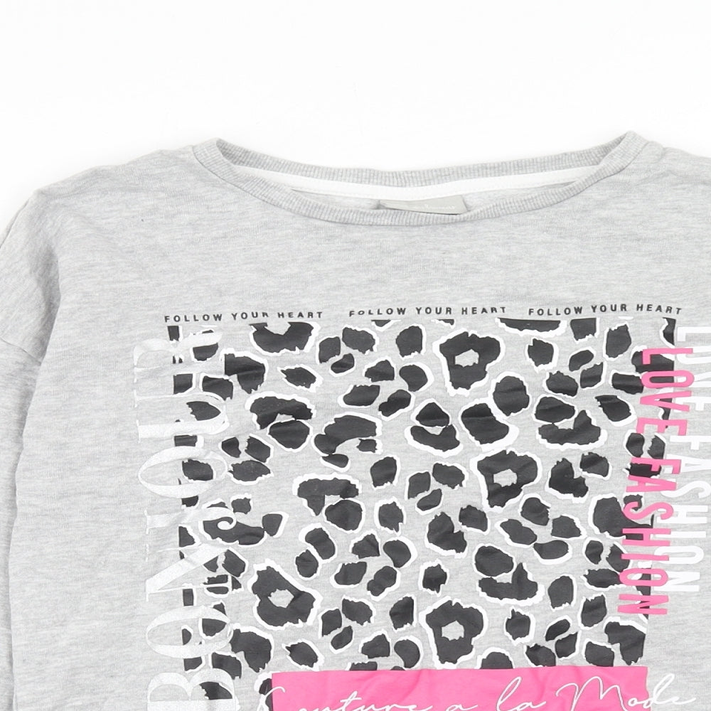 Matalan Girls Grey Cotton Pullover Sweatshirt Size 11 Years Pullover