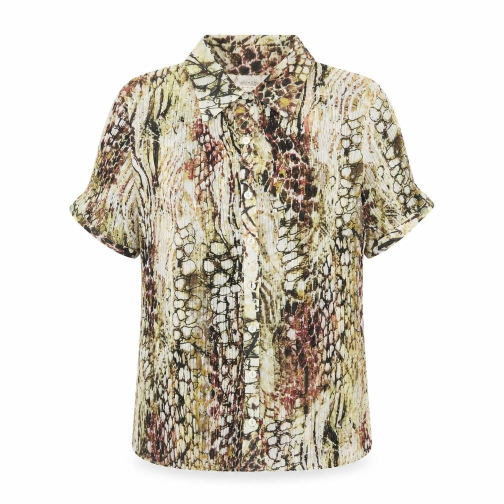 Just Elegance Womens Multicoloured Geometric Polyester Basic Button-Up Size 16 Collared