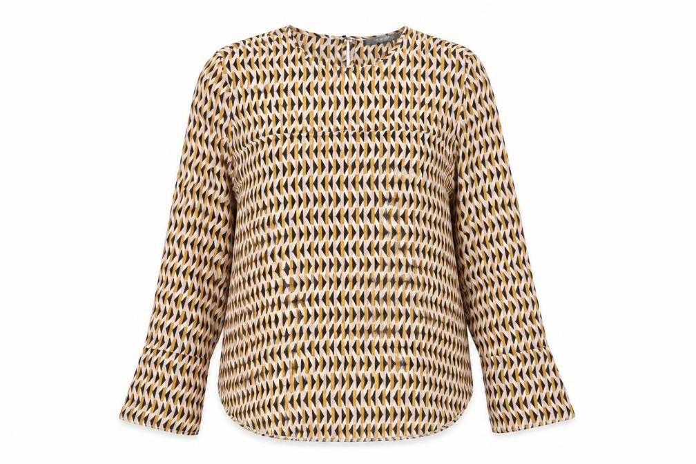 Primark Womens Orange Geometric Polyester Basic Blouse Size 10 Round Neck