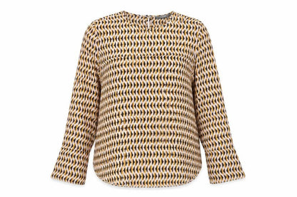Primark Womens Orange Geometric Polyester Basic Blouse Size 10 Round Neck