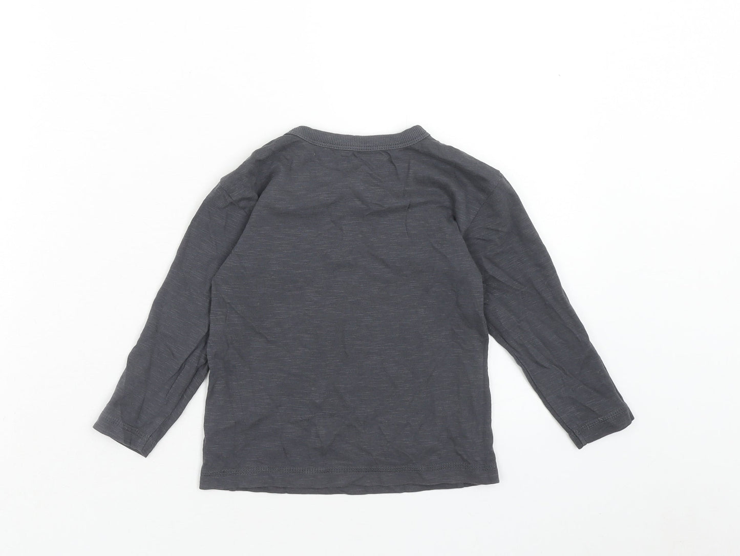 George Boys Grey Cotton Basic T-Shirt Size 2XS Scoop Neck Pullover