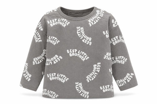 H&M Boys Grey Geometric Cotton Basic T-Shirt Size 9-12 Months Round Neck Button - Best Little Brother