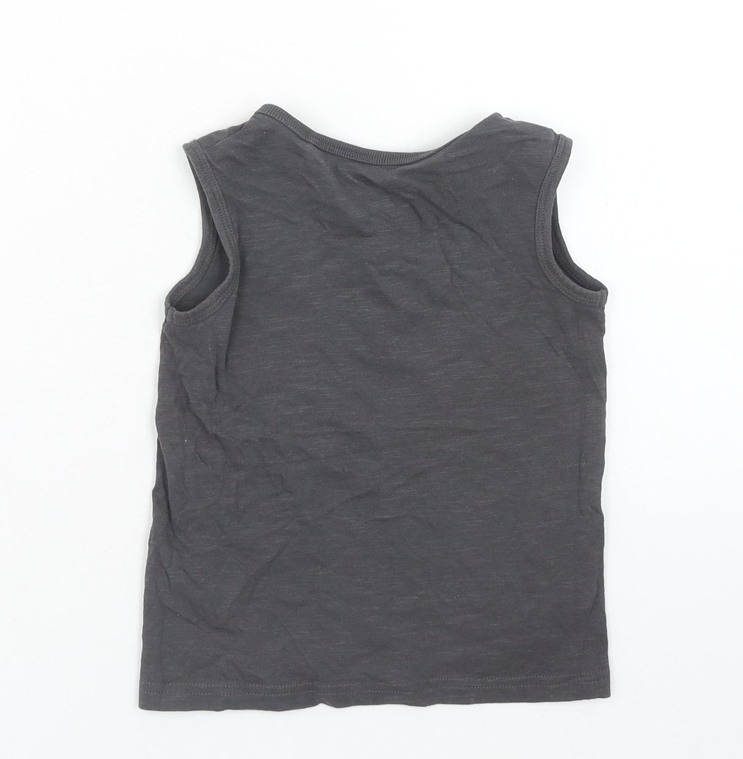 George Boys Grey Cotton Basic Tank Size 2 Years Round Neck Pullover