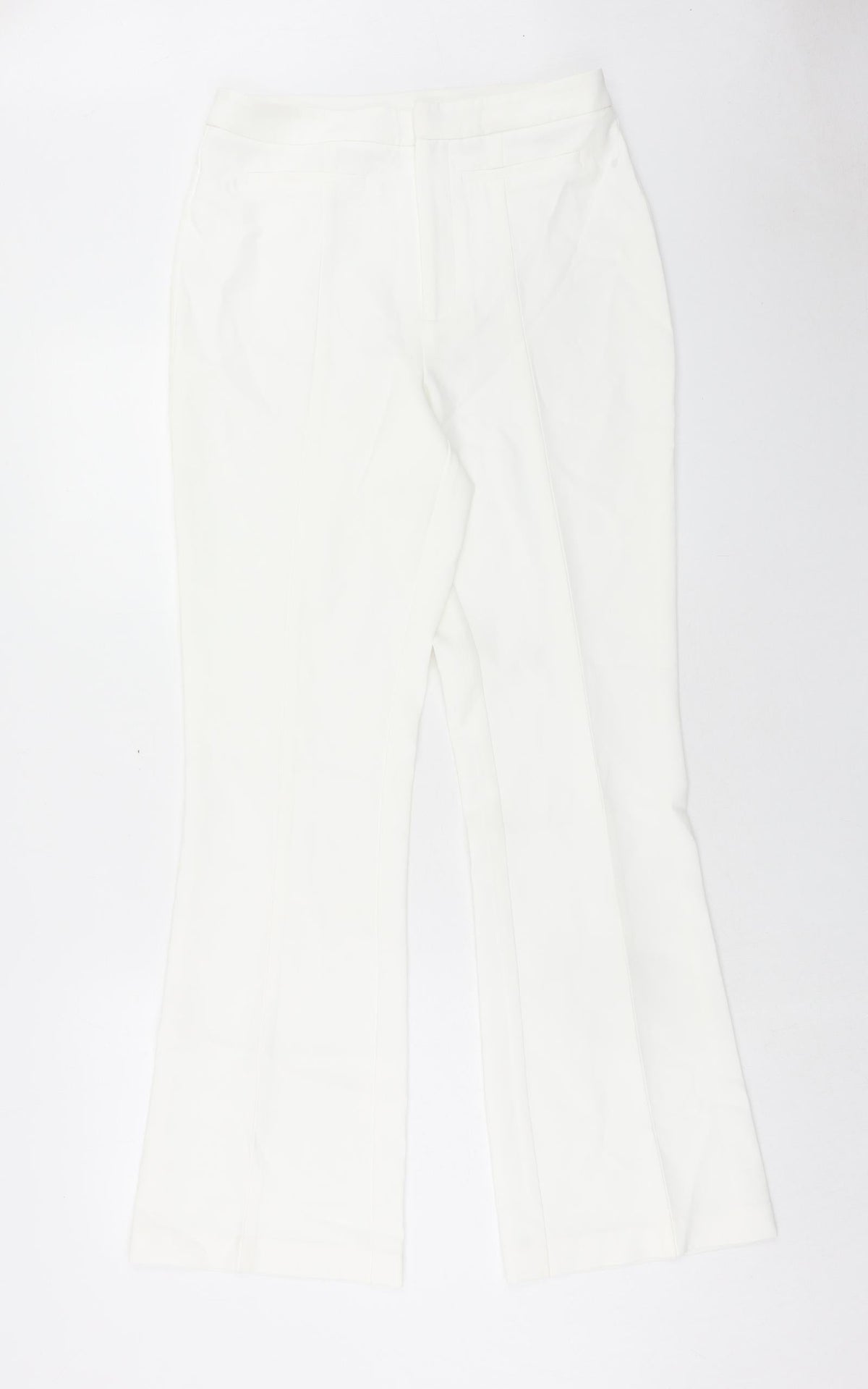 Preworn Womens White Polyester Dress Pants Trousers Size 30 in Regular Hook & Eye