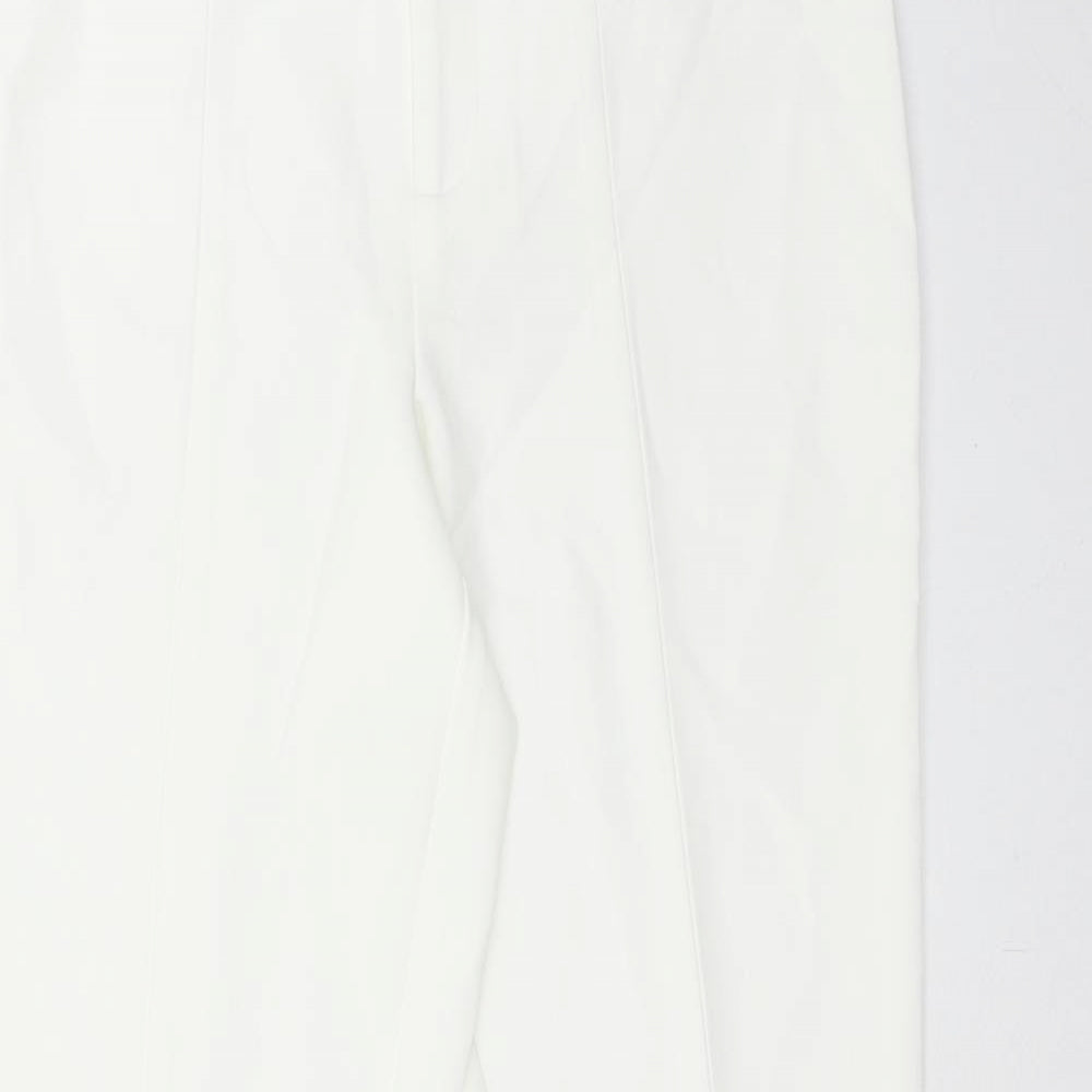 Preworn Womens White Polyester Dress Pants Trousers Size 30 in Regular Hook & Eye