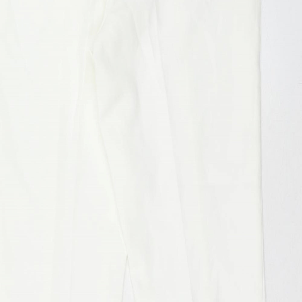 Preworn Womens White Polyester Dress Pants Trousers Size 30 in Regular Hook & Eye