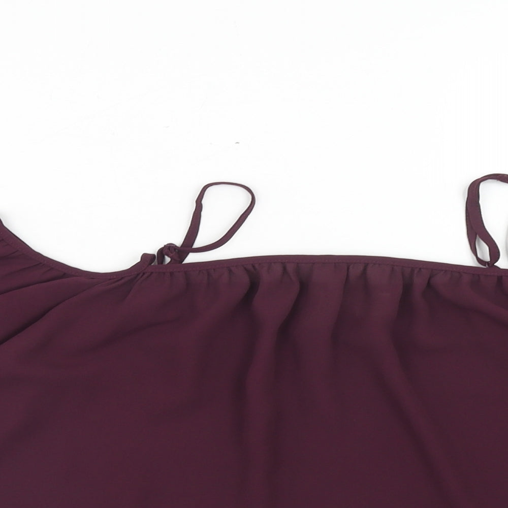 H&M Womens Purple Polyester Cropped Blouse Size 6 Off the Shoulder - Cold Shoulder