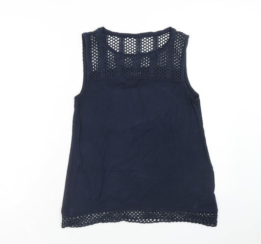 ESMARA Womens Blue Viscose Basic Tank Size S Round Neck