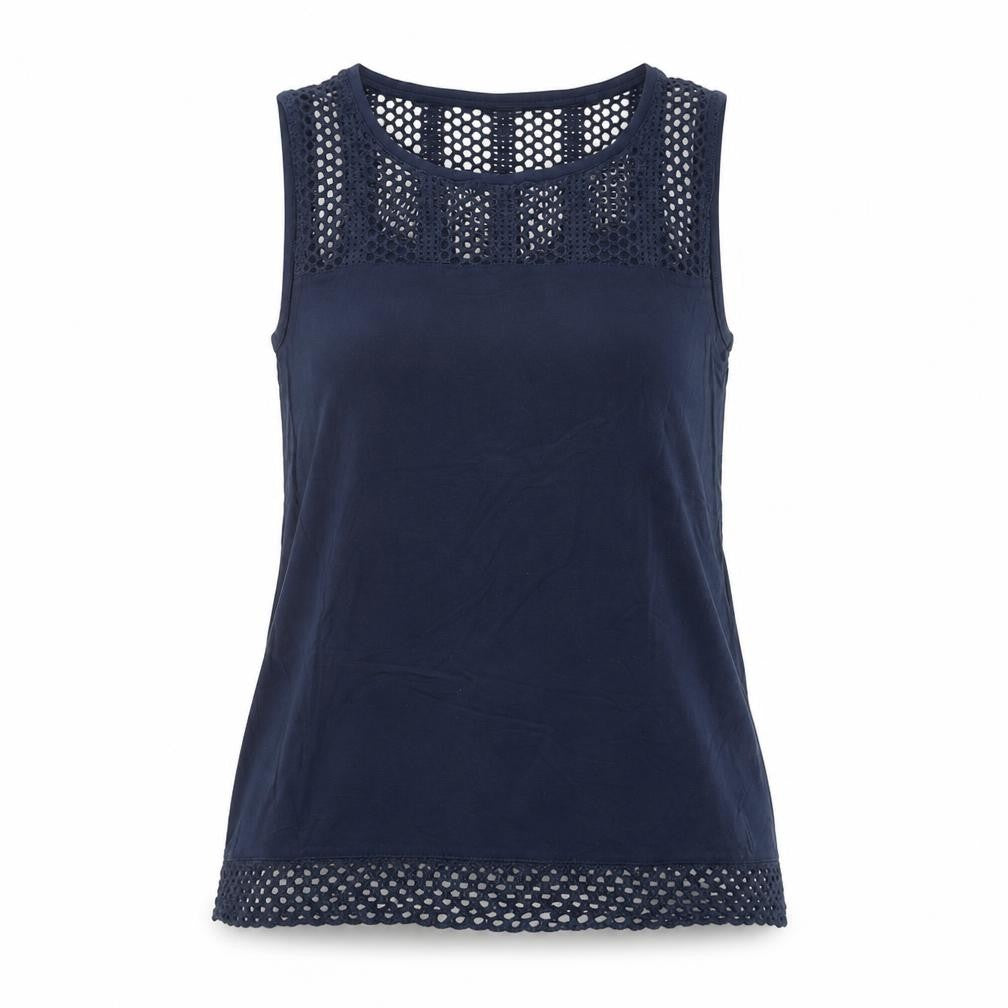 ESMARA Womens Blue Viscose Basic Tank Size S Round Neck