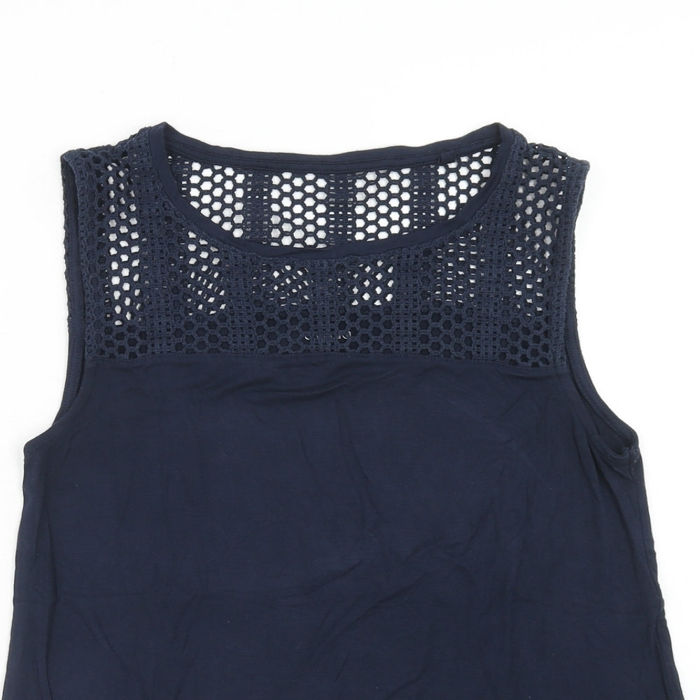 ESMARA Womens Blue Viscose Basic Tank Size S Round Neck