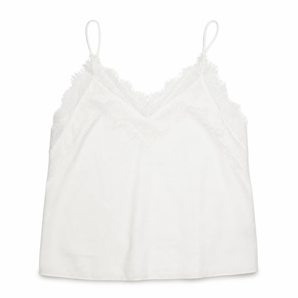 Vera & Lucy Womens White Polyester Basic Tank Size L V-Neck