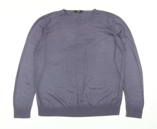 Marks and Spencer Womens Blue Scoop Neck Acrylic Pullover Jumper Size 14