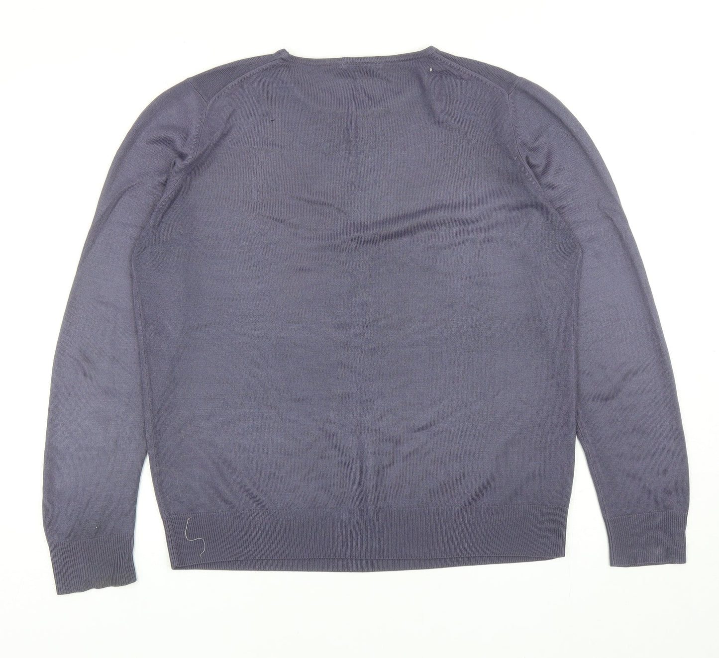 Marks and Spencer Womens Blue Scoop Neck Acrylic Pullover Jumper Size 14