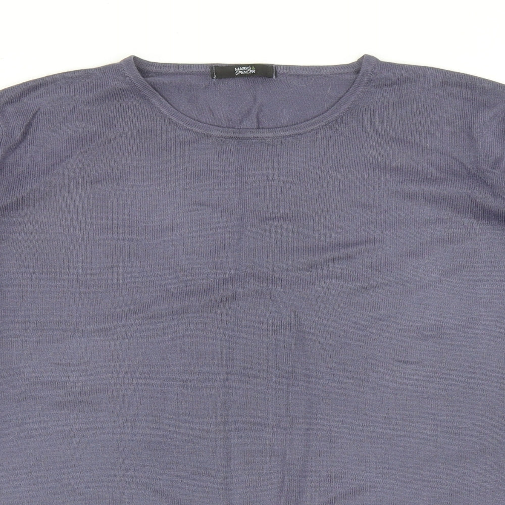 Marks and Spencer Womens Blue Scoop Neck Acrylic Pullover Jumper Size 14