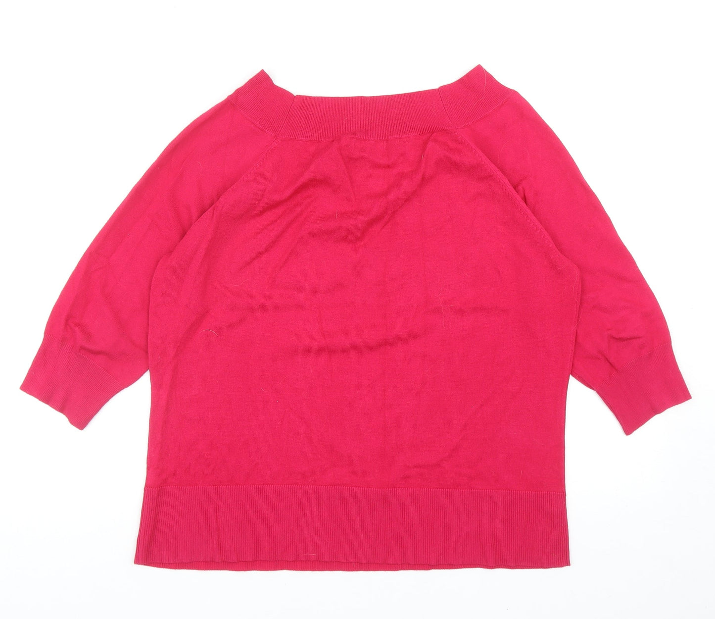 M&Co Womens Pink Boat Neck Viscose Pullover Jumper Size 18