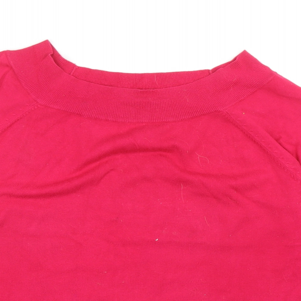 M&Co Womens Pink Boat Neck Viscose Pullover Jumper Size 18