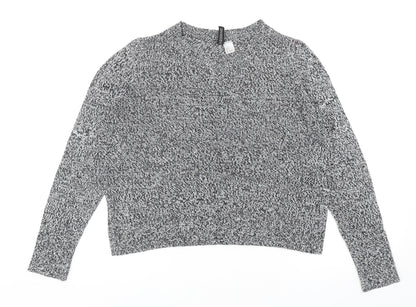 Divided by H&M Womens Grey Scoop Neck Acrylic Pullover Jumper Size S