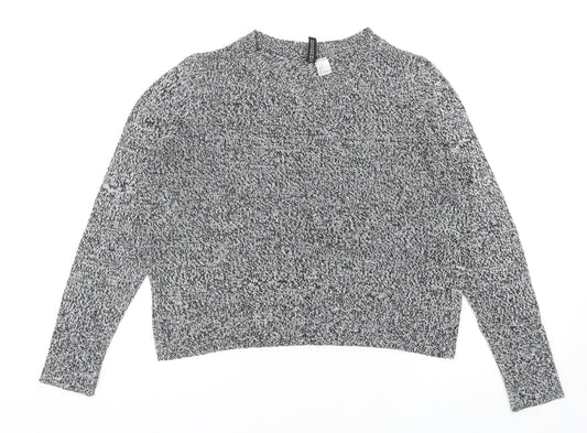Divided by H&M Womens Grey Scoop Neck Acrylic Pullover Jumper Size S