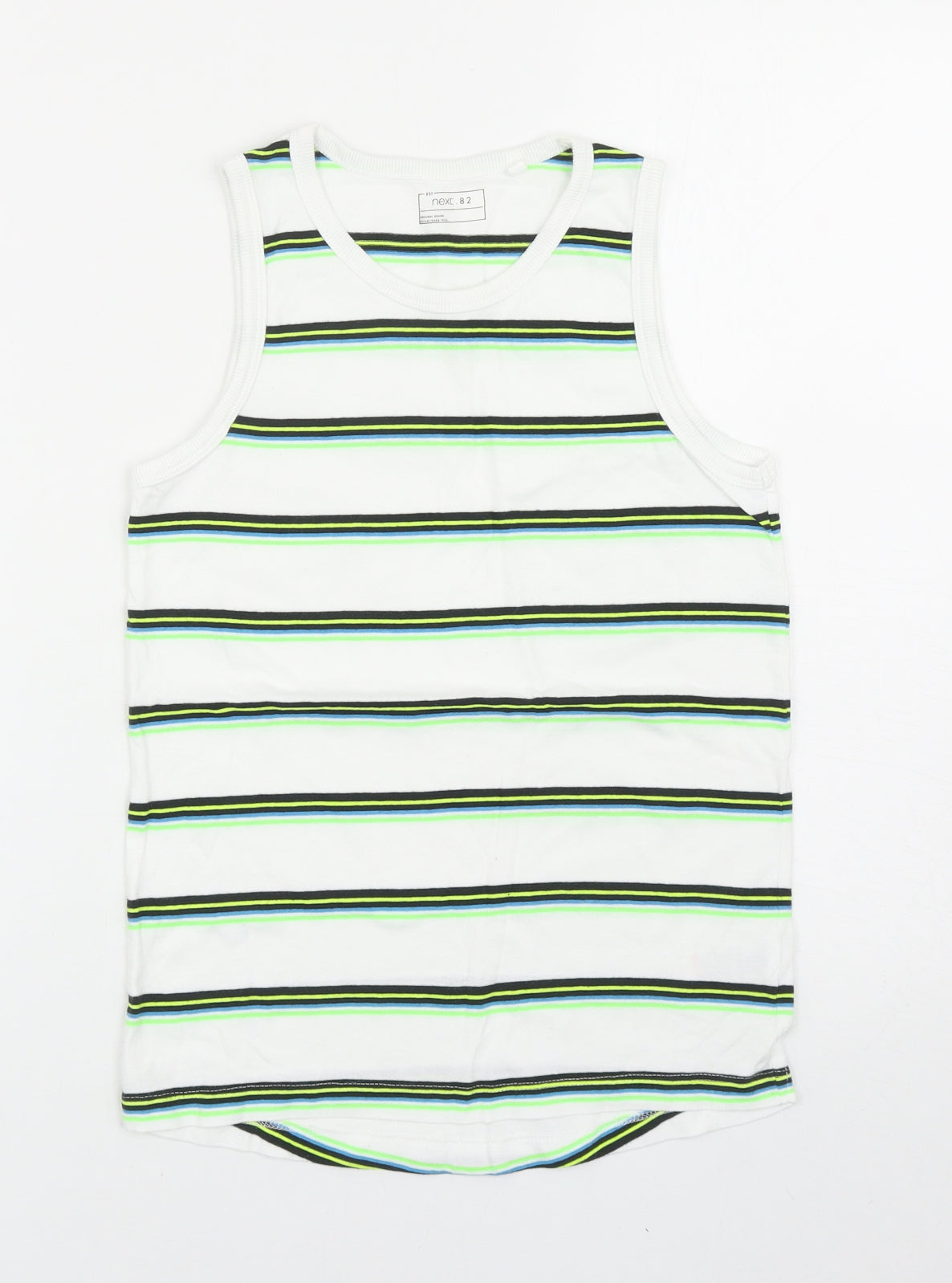 NEXT Boys White Striped Cotton Basic Tank Size 10 Years Scoop Neck Pullover