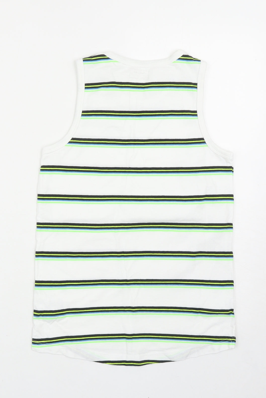 NEXT Boys White Striped Cotton Basic Tank Size 10 Years Scoop Neck Pullover