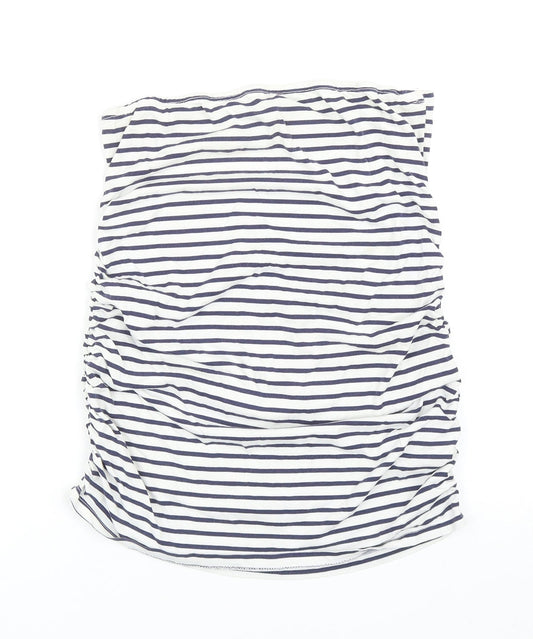 Dorothy Perkins Womens Blue Striped Cotton Basic Tank Size 12 Off the Shoulder