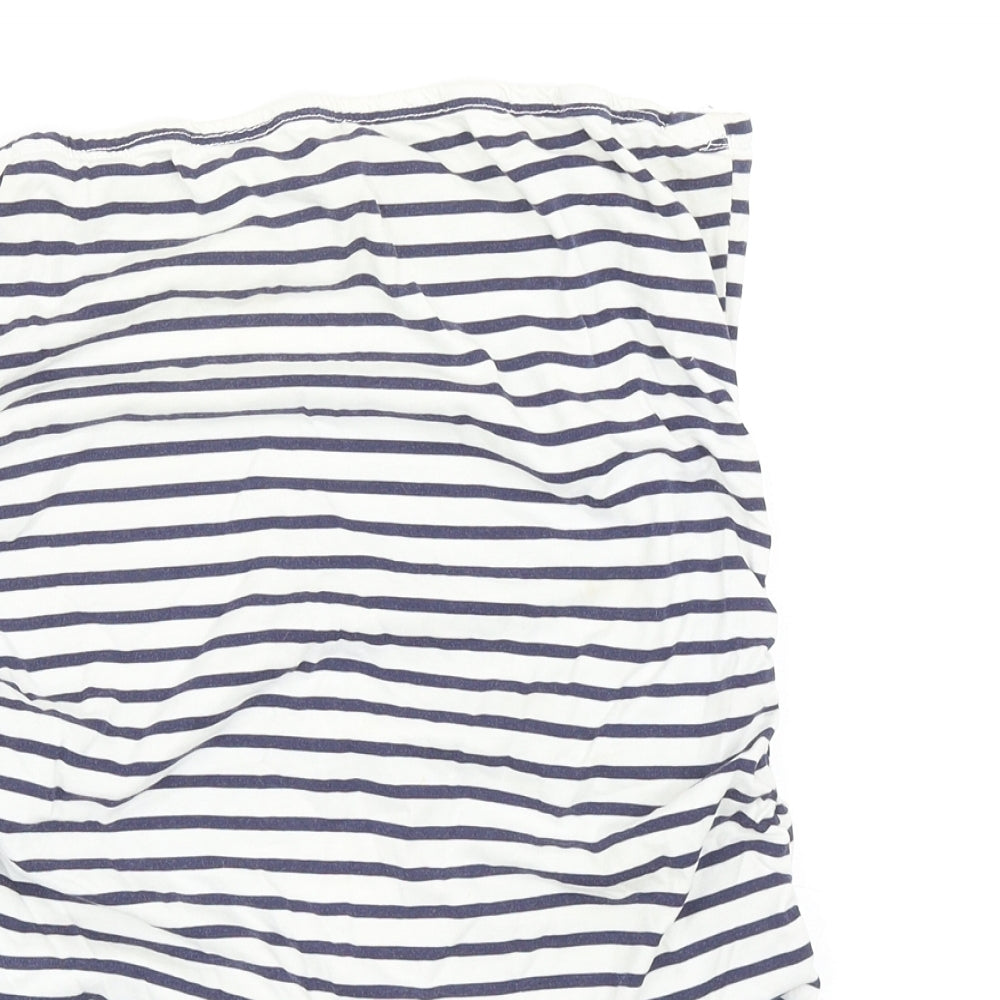 Dorothy Perkins Womens Blue Striped Cotton Basic Tank Size 12 Off the Shoulder