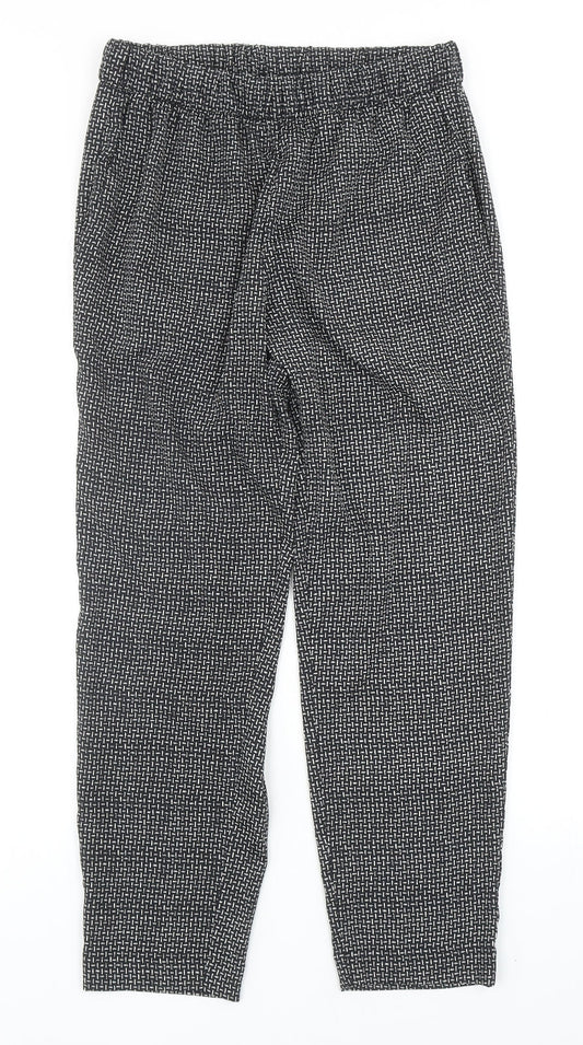 H&M Womens Black Geometric Polyester Jogger Trousers Size 10 Regular