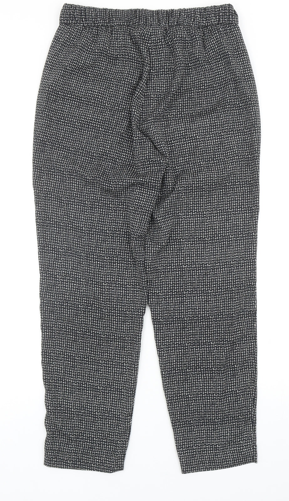 H&M Womens Black Geometric Polyester Jogger Trousers Size 10 Regular