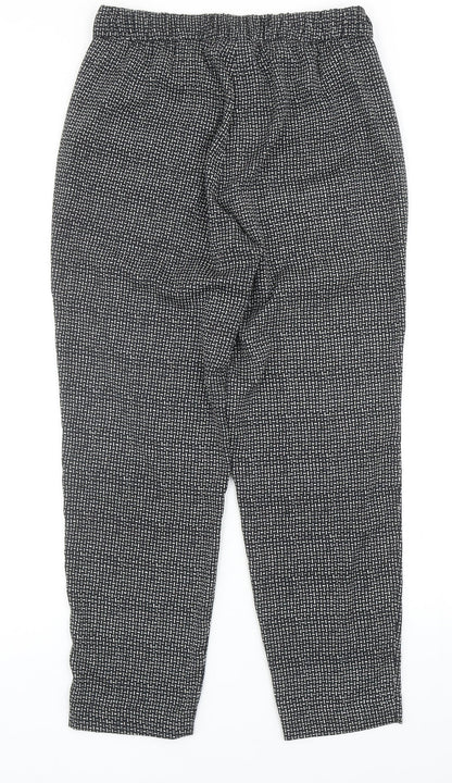 H&M Womens Black Geometric Polyester Jogger Trousers Size 10 Regular