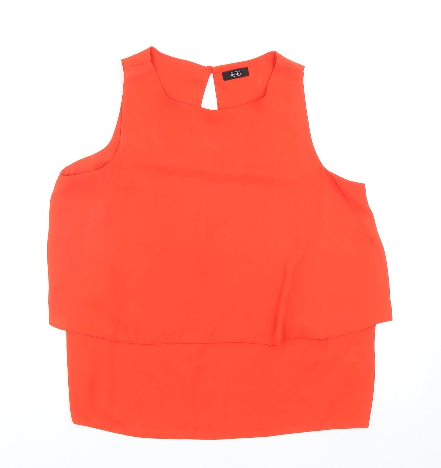 F&F Womens Red Polyester Basic Blouse Size 12 Round Neck