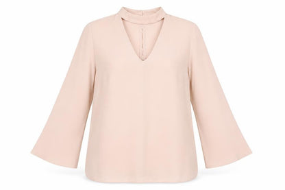 Papaya Womens Pink Polyester Basic Blouse Size 12 V-Neck