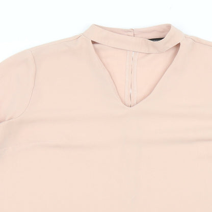 Papaya Womens Pink Polyester Basic Blouse Size 12 V-Neck