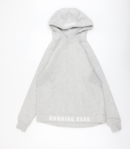 Running Bear Womens Grey Cotton Pullover Hoodie Size S Pullover