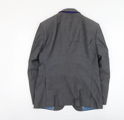 Alfred Brown Mens Grey Polyester Jacket Blazer Size S