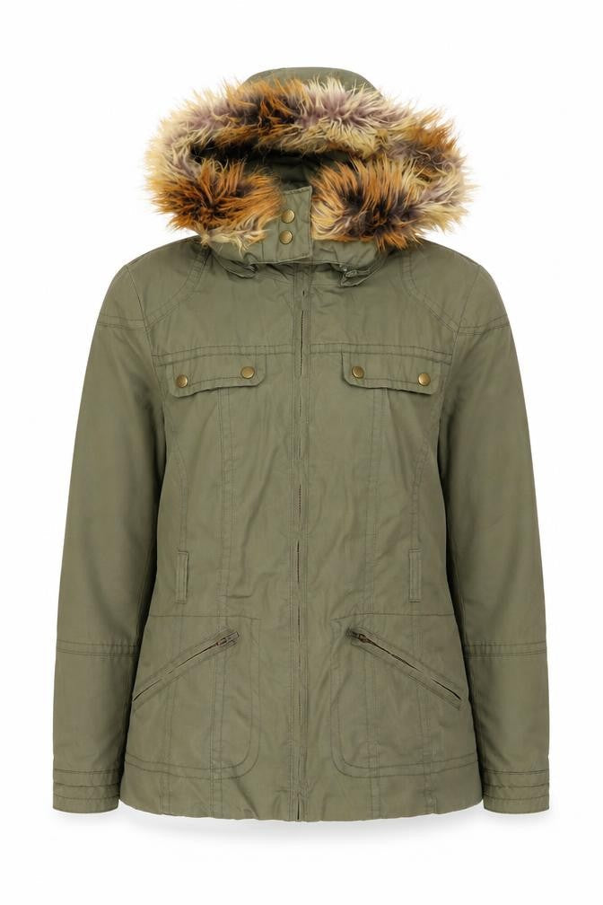 H&M Womens Green Parka Jacket Size M Zip