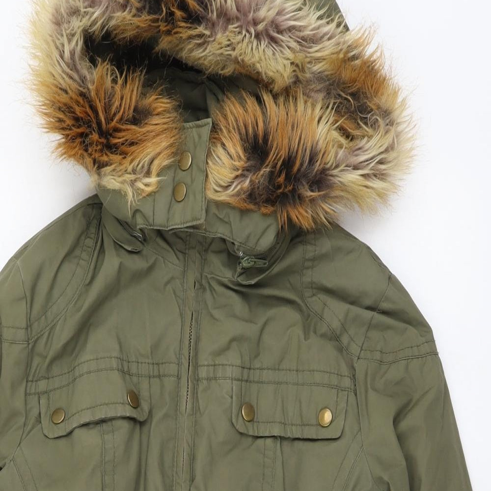 H&M Womens Green Parka Jacket Size M Zip