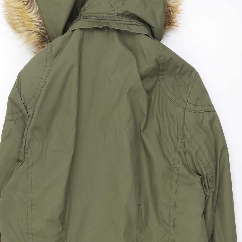 H&M Womens Green Parka Jacket Size M Zip