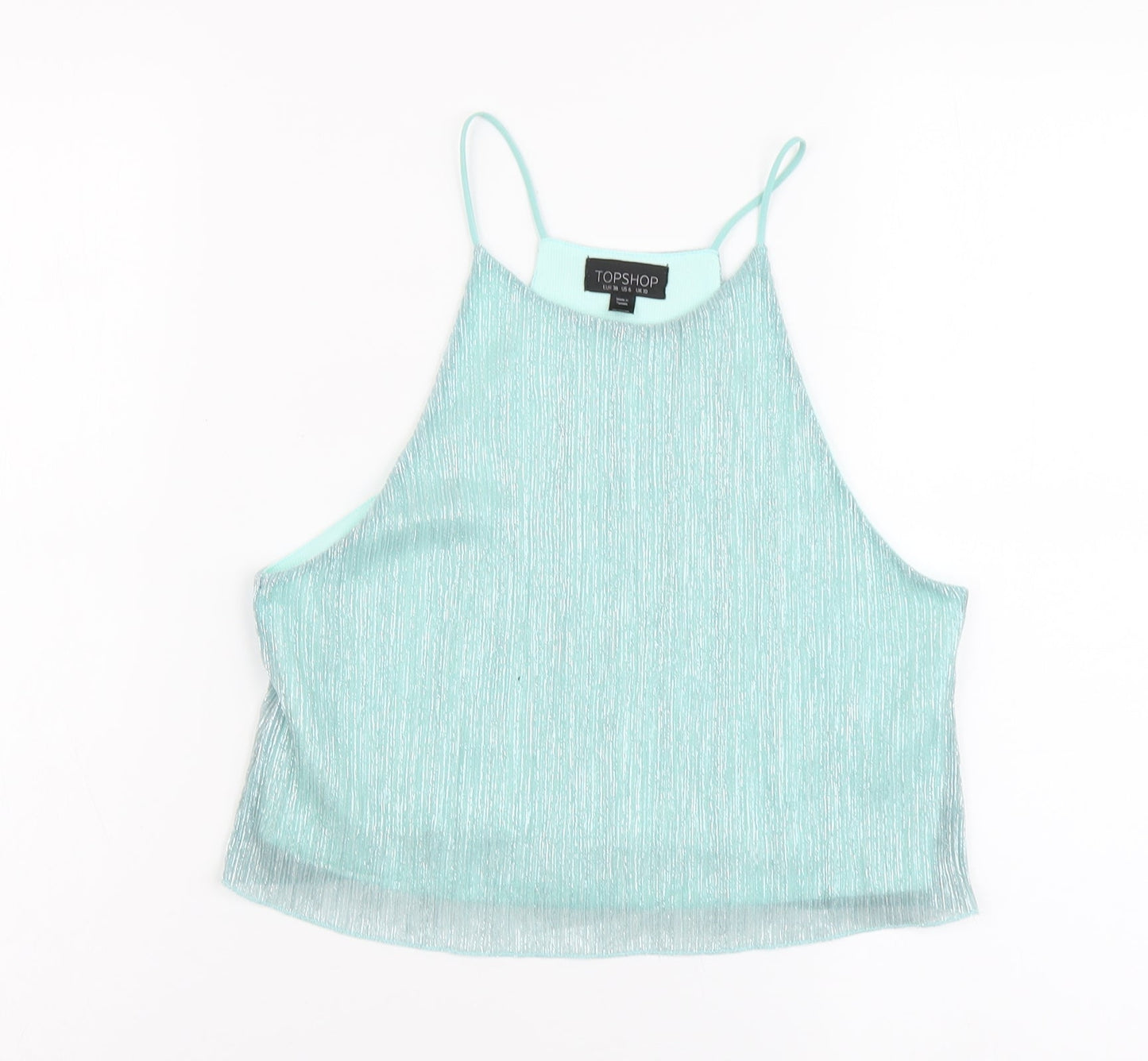 Topshop Womens Green Polyester Camisole Blouse Size 10 Scoop Neck