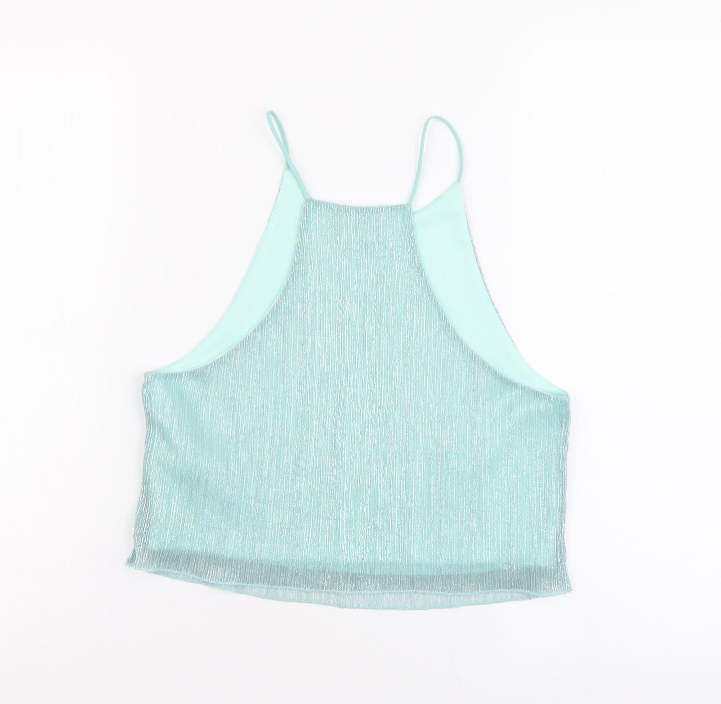 Topshop Womens Green Polyester Camisole Blouse Size 10 Scoop Neck