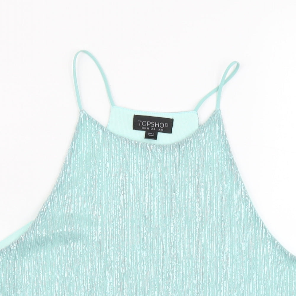 Topshop Womens Green Polyester Camisole Blouse Size 10 Scoop Neck