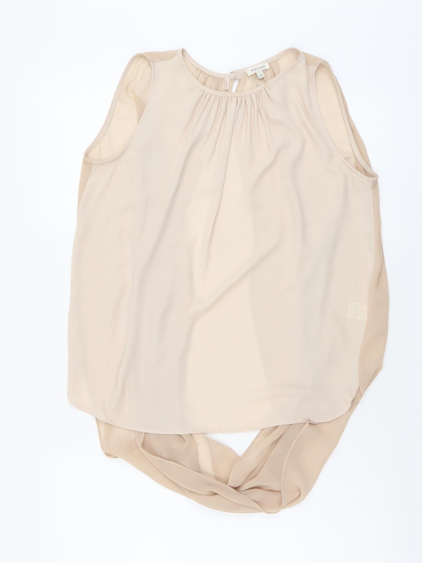 River Island Womens Beige Polyester Basic Blouse Size 12 Round Neck