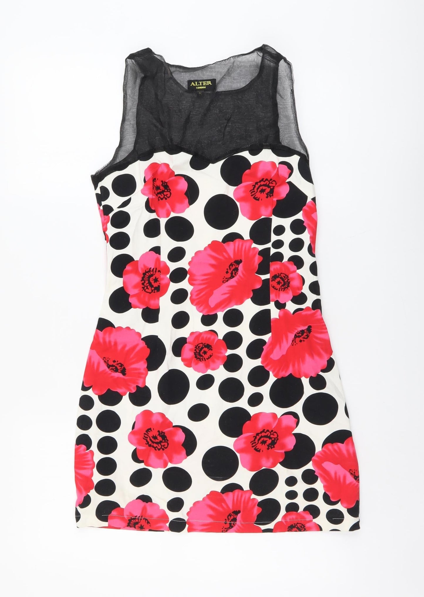 Alter London Womens Multicoloured Polka Dot Polyester Mini Size 10 Round Neck Pullover - Flower Pattern