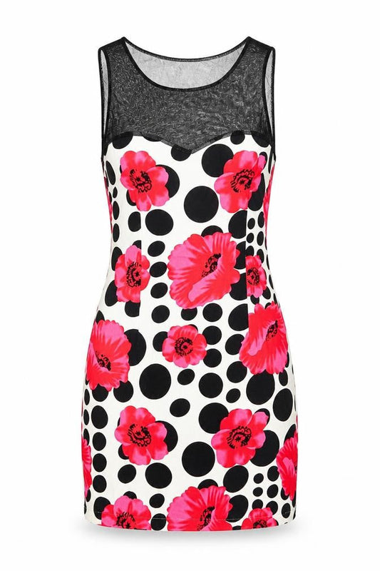 Alter London Womens Multicoloured Polka Dot Polyester Mini Size 10 Round Neck Pullover - Flower Pattern
