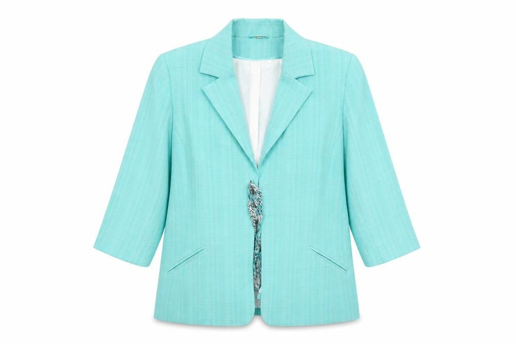 Anna Rose Womens Blue Geometric Overcoat Blazer Size 18 Hook & Eye