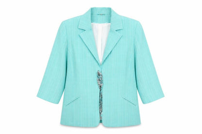 Anna Rose Womens Blue Geometric Overcoat Blazer Size 18 Hook & Eye