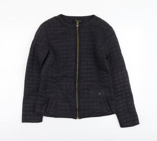 Incorporate Wear Womens Black Quilted Jacket Size S Zip