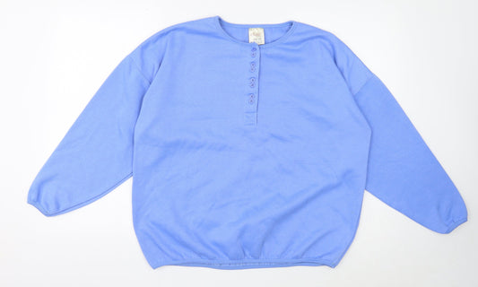 Chase Womens Blue Polyester Pullover Sweatshirt Size 14 Button